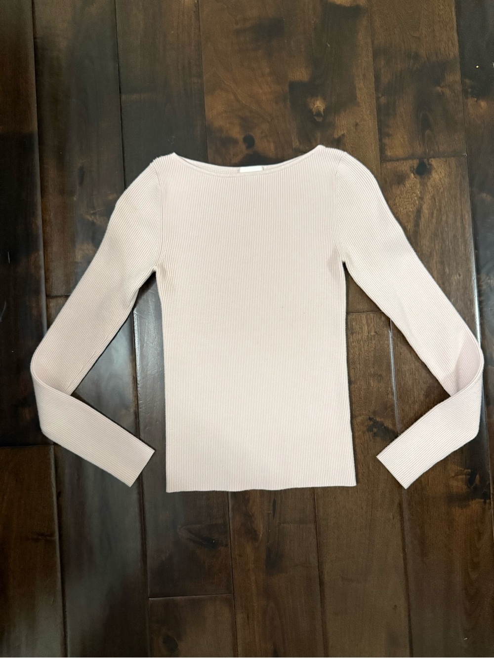 Aritzia Ribbed Scoop-Neck Sweater in Pale Pink